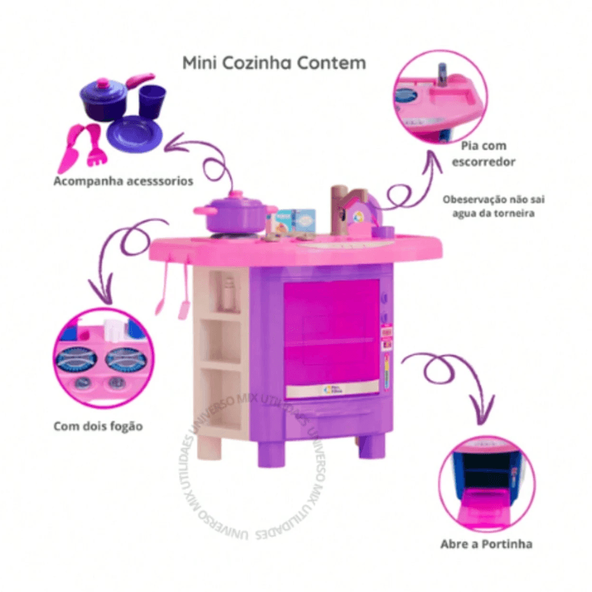 Kit Cozinha Infantil De Brinquedo Completa Sai Água de Verdade